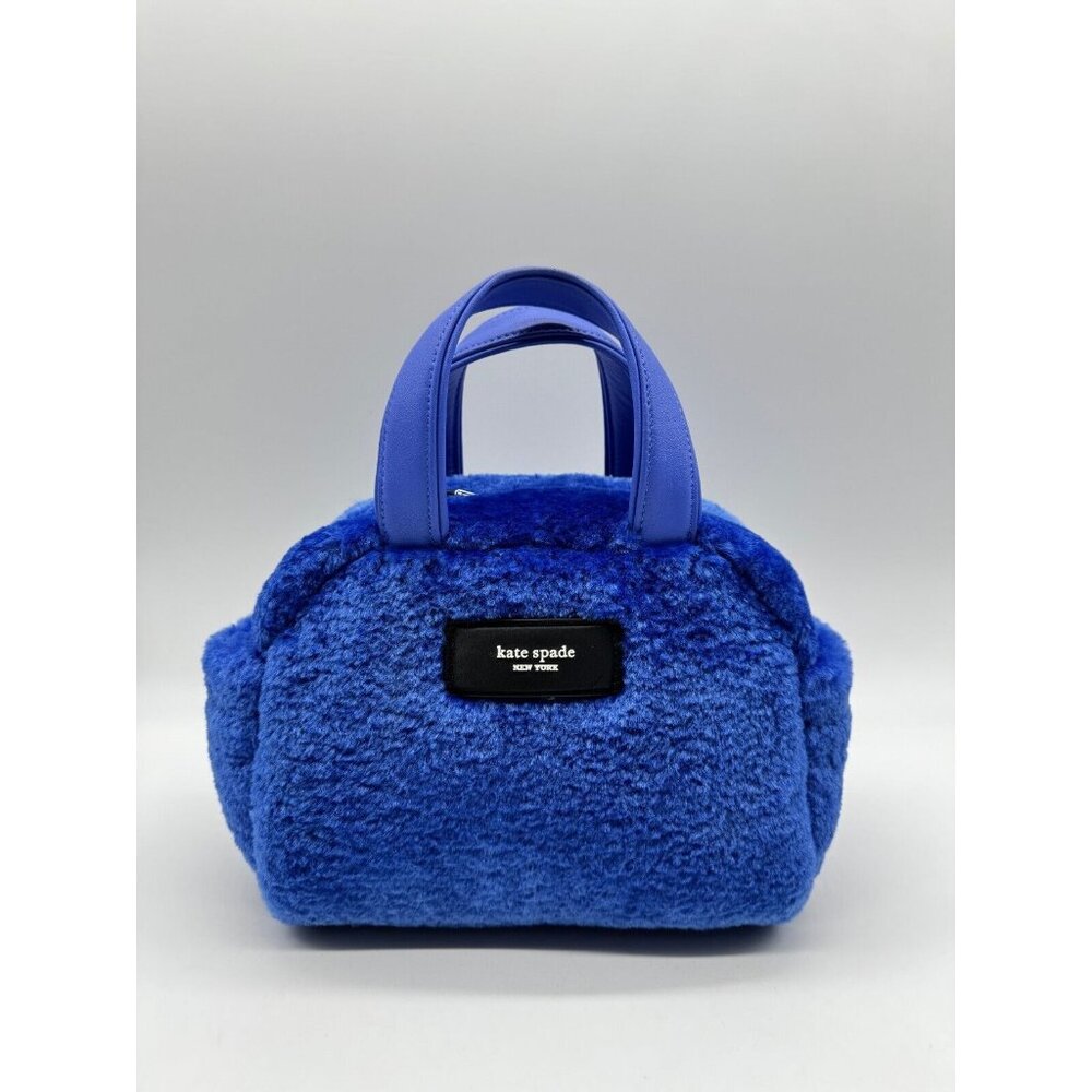 KATE SPADE NY Apres Chic faux-fur shearling small satchel crossbody bag -BLUE - Picture 4 of 16
